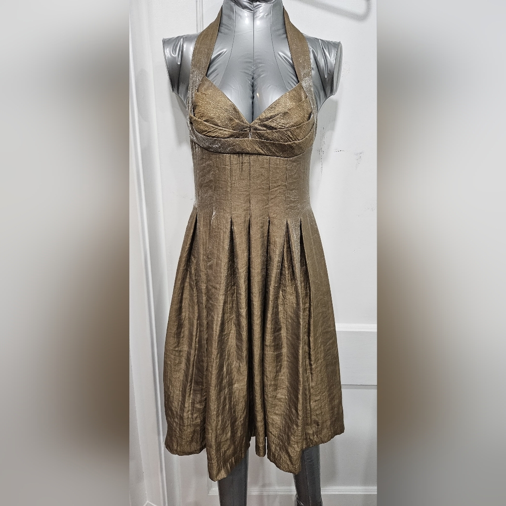 London Times Strapless Dress in Rich Brown